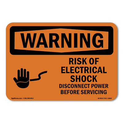 Risk Of Electrical Shock Disconnect ANSI Warning Sign Metal Plastic Decal