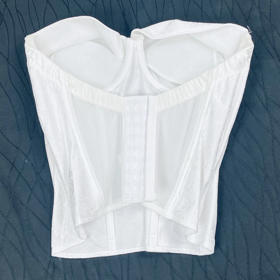 Corsé vintage para mujer 36D Bustier Felina blanco acolchado satinado nupcial Y2K años 90 Foto 2 de 4