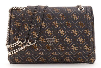 GUESS Noelle II Convertible Xbody Flap Bag Schultertasche Brown Logo dunkelbraun