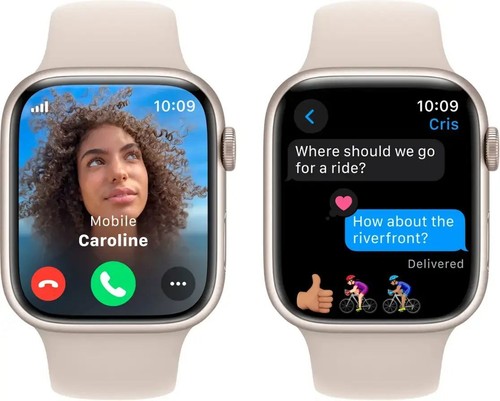Apple Watch Series 9 (GPS + ogniwo) 45mm aluminiowa obudowa z opaską sportową Starlight (M / L) - Zdjęcie 4 z 5