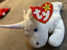 TY Beanie Baby - MYSTIC the Unicorn irredescent horn  yarn mane  8 inch 