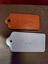 Coach Leather Hang Tags 2 Brown and Light Blue