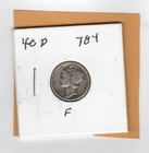 1940 D Mercury Silver Dime 784 F AC