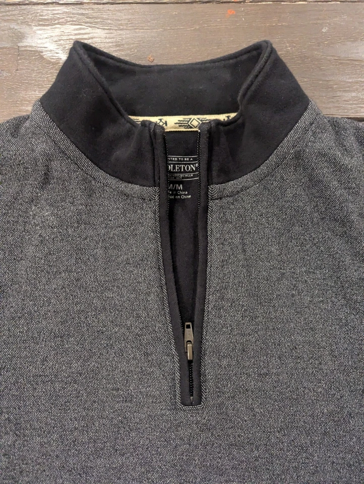 Pendleton Shirt Mens Medium Gray Long Sleeve Zip Henley Fleece - Image 3 of 4