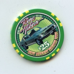 25.00 Chip from the Reno Hilton Casino Reno Nevada Hot August Nights 2002