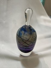 Bottiglia profumo rotonda in vetro artistico firmata David Nichol studio con tappo