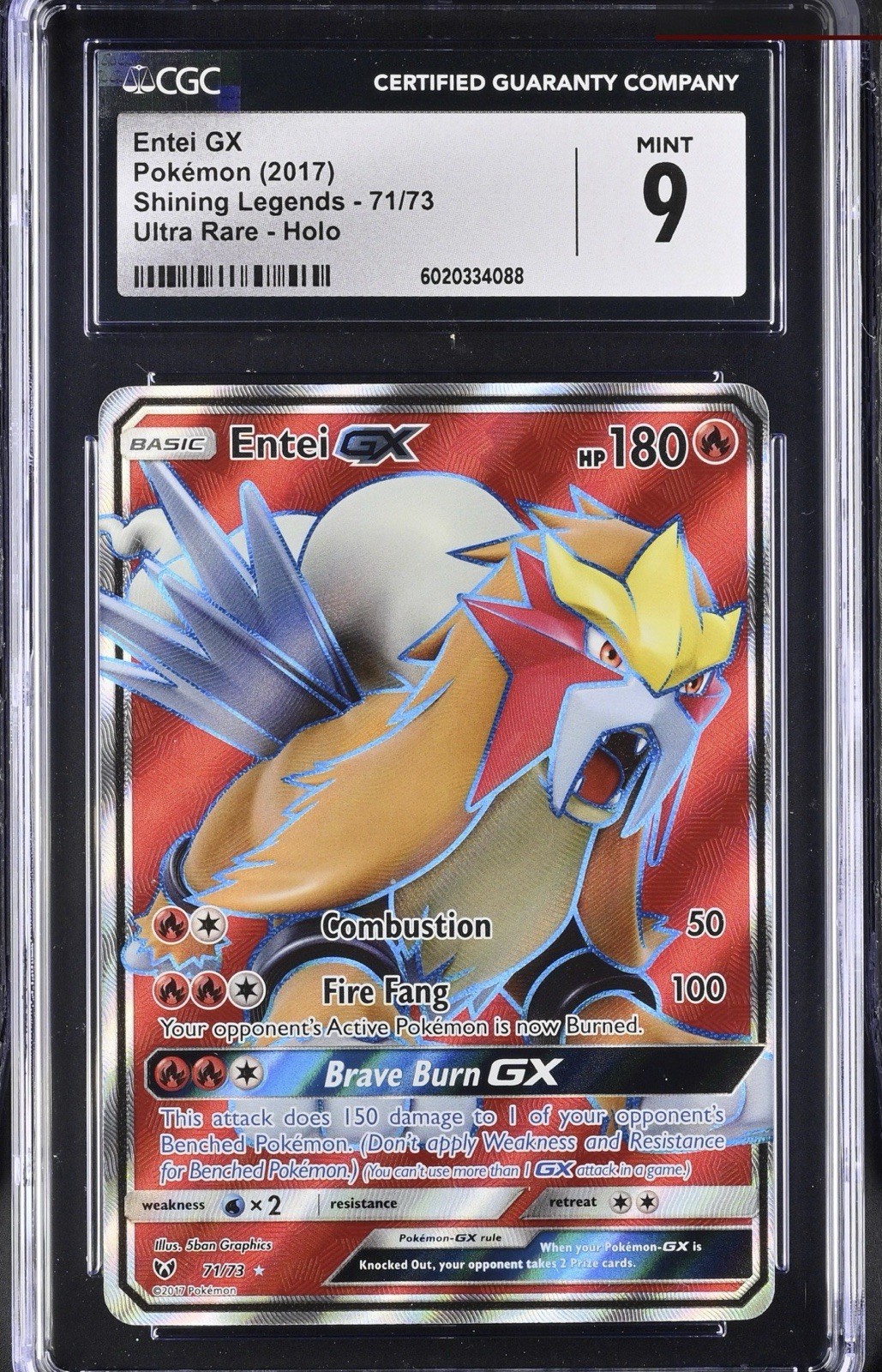 CGC 9 MINT Entei GX 2017 Shining Legends 71/73 Ultra Rare Holo Pokemon