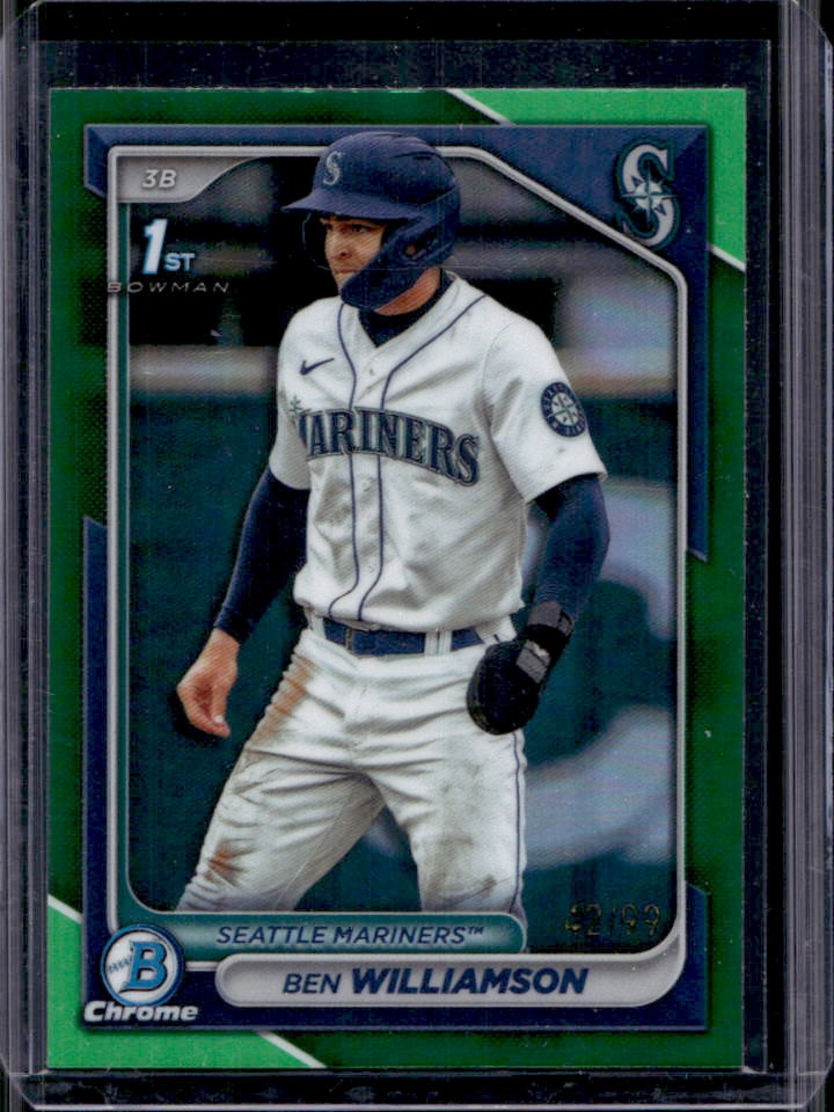2024 Bowman Ben Williamson Chrome Green Refractor 1st Prospect #/99 Mariners