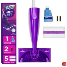 Swiffer WetJet Floor Mop Starter Kit (1 Mop, 5 Pads, Cleaner)