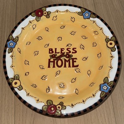 2001 MARY ENGELBREIT Bless Our Home 11  Ceramic Pie Plate Dish by Michael & Co