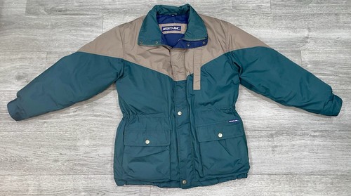 VTG Mighty-Mac Jacket Mens M Green Tan Blue Norsac Duck Down Puffy Winter Coat