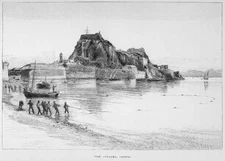 CORFU GREEK ISLAND CITADEL VENETIAN OLD FORTRESS CHURCH 1890 Art Print Engraving