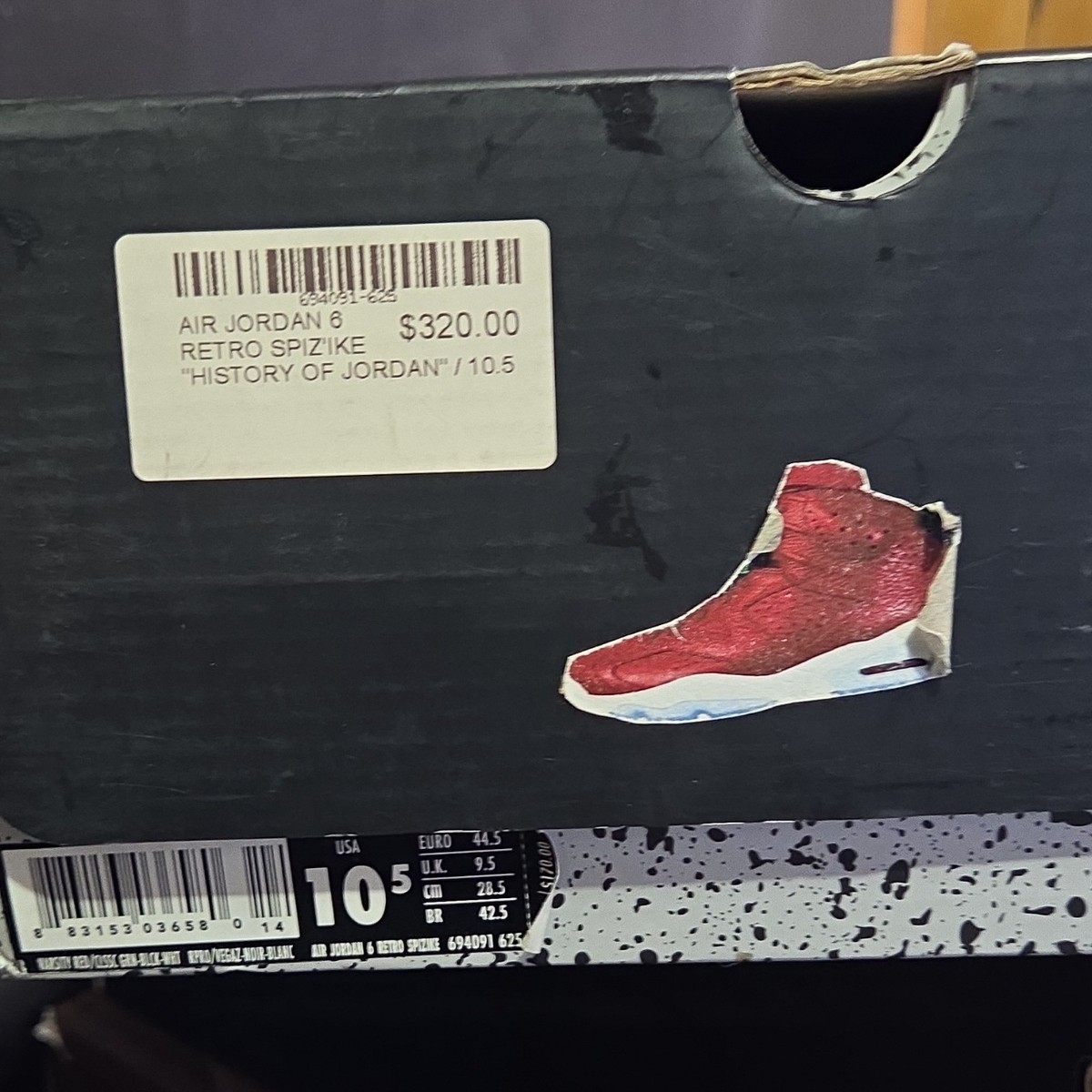 Air‎ Jordan 6 Retro Spiz\'ike History of Jordan 694091-625 Size 10.5 (Pre-Owned) Jordan 6 Retro History of Jordan (Spiz main image 3