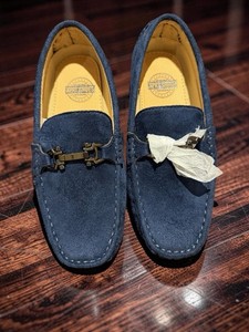 XPRT Shoes Blue Suede Leather Slip On Loafers Size 3