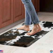 Luxurious Cowhide Kitchen Mat - 1/2" Thick Anti-Fatigue Non-Slip Rug, 17.3x28