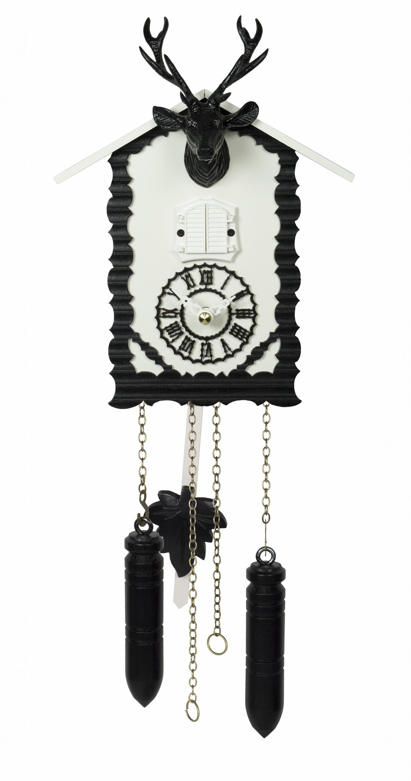 Quartz Cuckoo Clock with music and deer head, black TU 360 / 20 QM schwarz NEW image