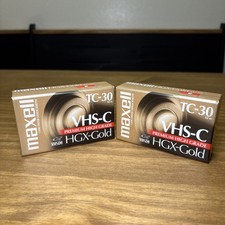 Maxell TC-30 HGX-Gold VHS-C Premium High Grade Recording Tape 2pcs NEW Old Stock