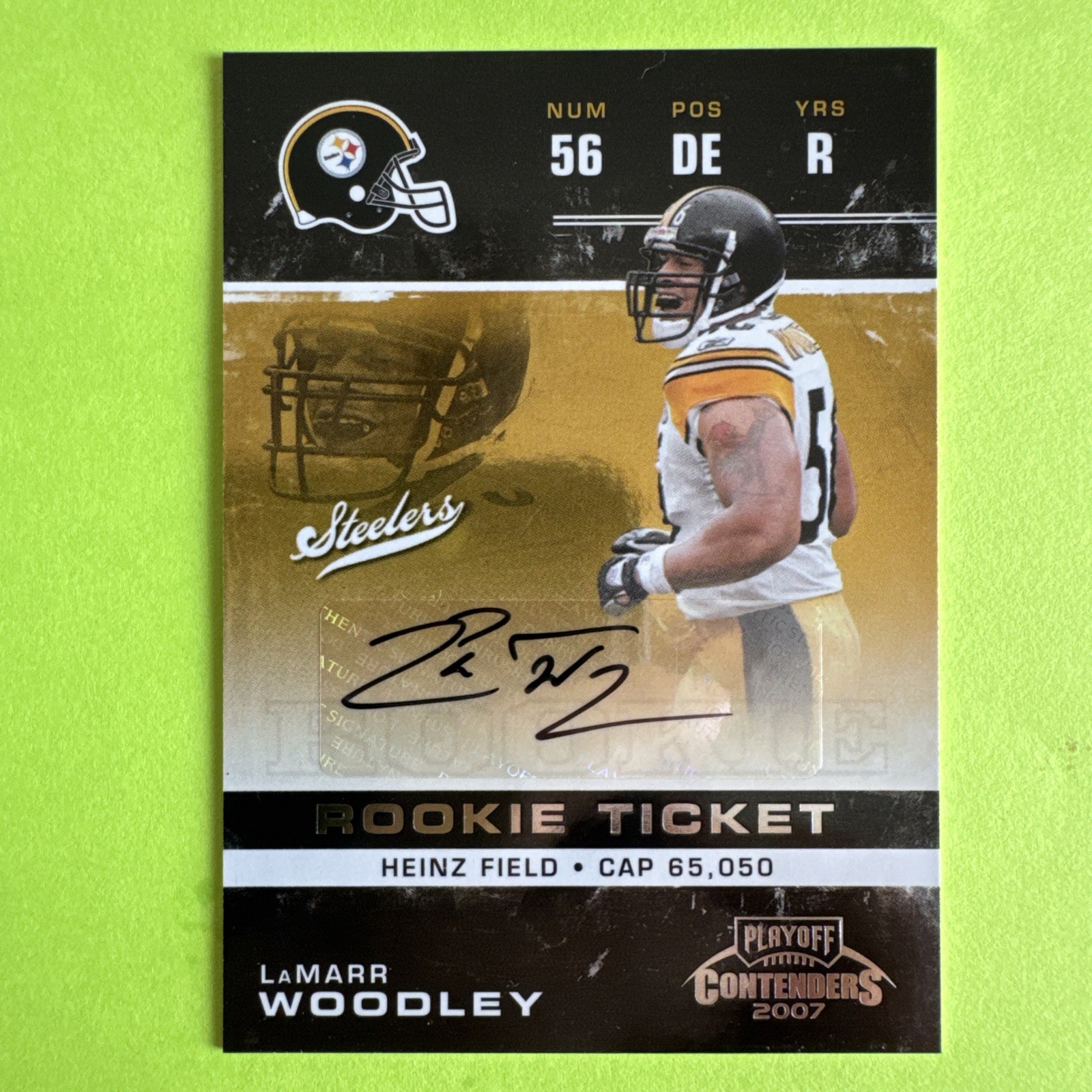 LaMarr Woodley Playoff Contenders #184 Rookie Ticket-Autograph