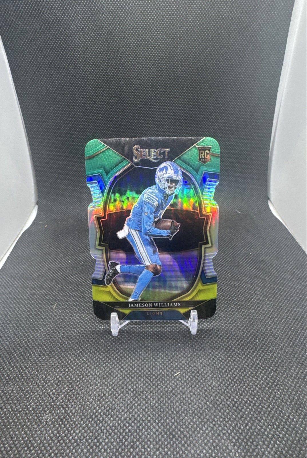 2022 Panini Select - Concourse Jameson Williams #57 Green & Yellow Prizm Die-Cut