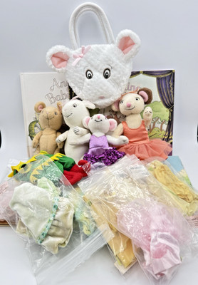 American Girl Angelina Ballerina Lot of 4 Plush Dolls 11 Outfits 5 Books & Purse
