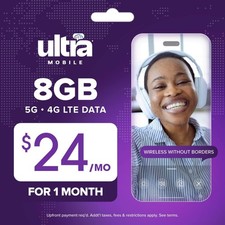 Ultra Mobile 8GB Prepaid SIM Kit, 1-Month Plan on the T-Mobile 5G Network