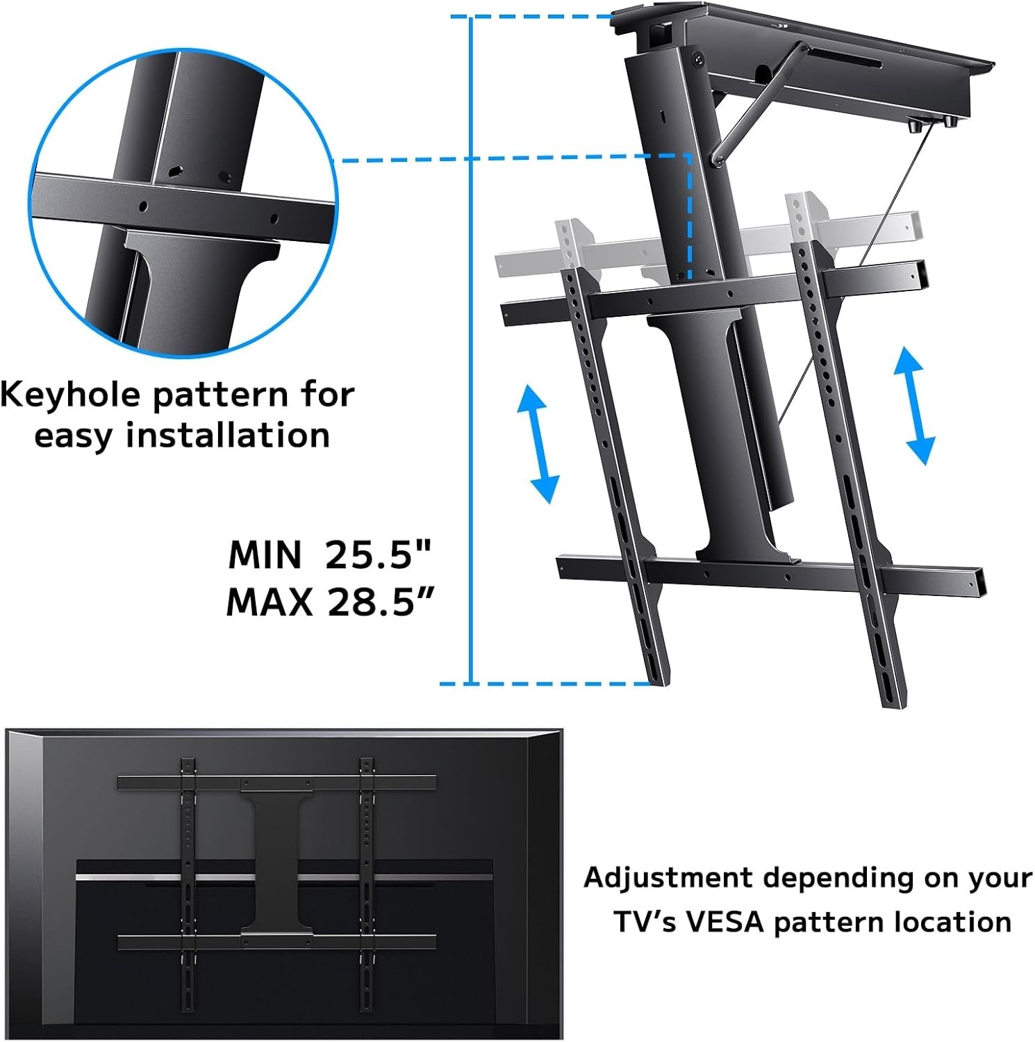 Electric Ceiling TV Mount, Remote Adjustable Flip Down Bracket for 32"-70" TVs