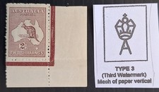 1924 Australia 2/- Maroon Kangaroo Stamp 3rd WMK Mint cat $300.00.