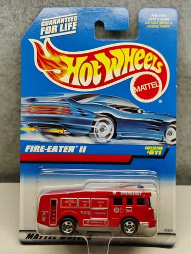 Hot Wheels VTG 1998  FIRE-EATER II Fire Truck Red w/Chrome 5 Sp- MINT CARD!