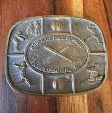Vintage Brass Belt Buckle Baseball Hall Of Game Cooperstown NY