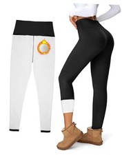 Women's Fleece Lined Leggings Weather Thick Thermal Warm Winter Medium 01 Black