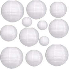 12Pcs Paper Lanterns 6  , 8  , 10  , 12  ,Paperlanterns Party Decoration, White