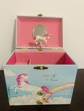 Girl's Jewelry Box Music Box "Somewhere Over the Rainbow" Spinning Unicorn Pink