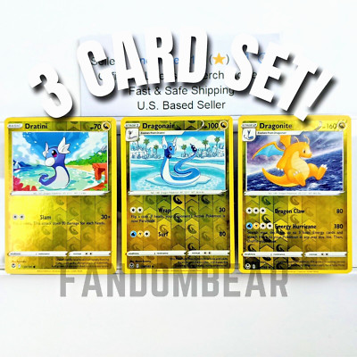 DRAGONITE DRATINI DRAGONAIR Silver Tempest REVERSE HOLO 3 CARD EVOLUTION SET '22
