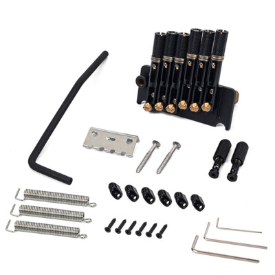 1 Set 6 Strings Headless Guitar Fanned Fret Tailpiece Tremolo Bridge Black