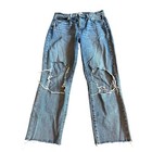 L'Agence Light Wash Jeans Wide Leg Distressed Knees 100% Cotton Size 27 Women's