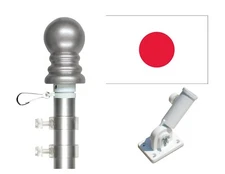 Japan 3'x5' Polyester Flag & Spinner Flagpole Set w/Adjustable Bracket