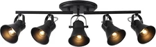 5-Light Track Lighting Kit,Black Semi Flush Mount Ceiling Light with 5 Rotatable