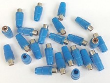 Lot of 25 Female RCA Phono Jack Molded Plastic Handle Connector Adapter Blue
