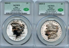 2024 S Morgan & Peace Silver $1 Reverse Proof  CAC PR70 First Day Of Delivery
