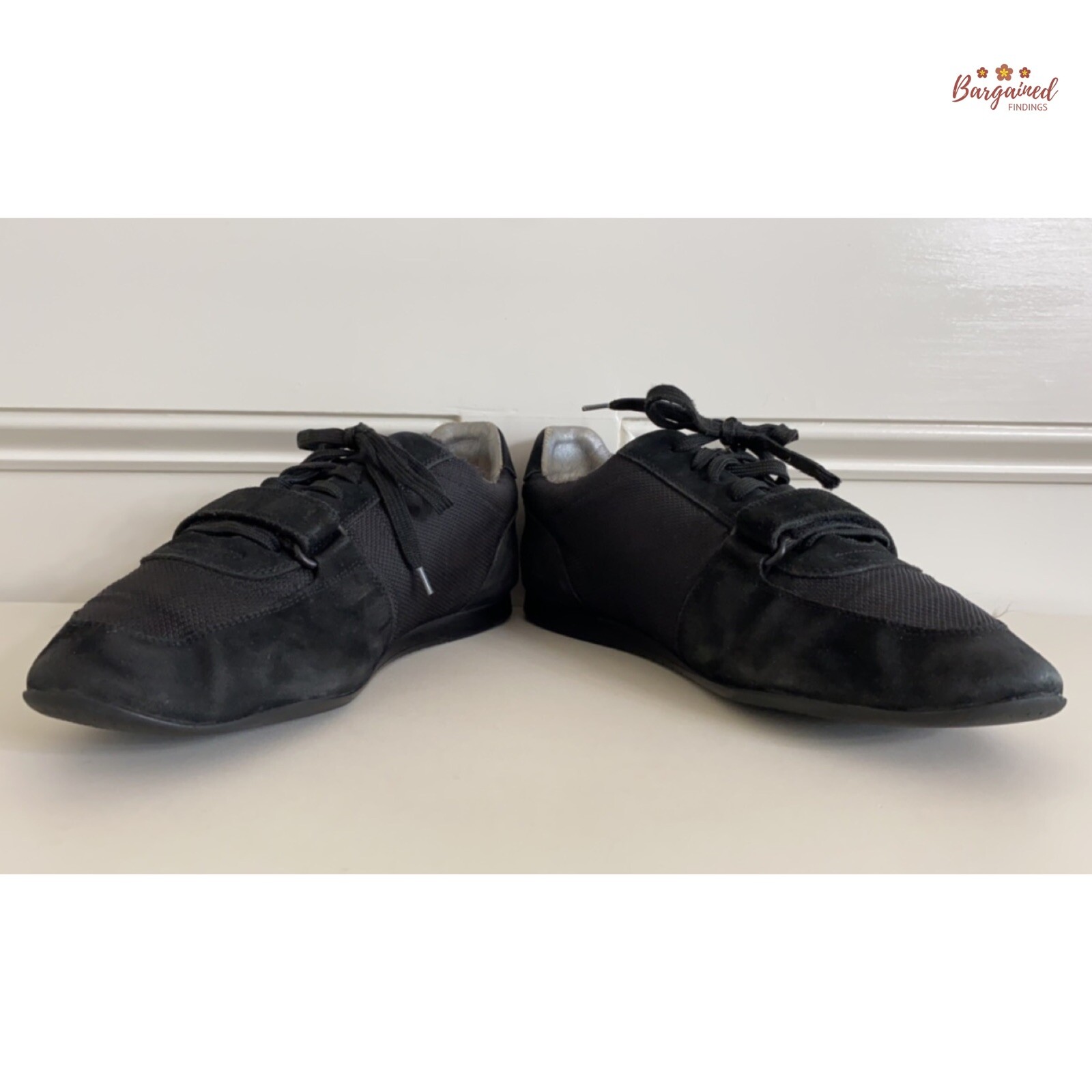Authentic Louis Vuitton Black Mesh & Suede LV Logo Low Top Sneakers 38/8 image 10