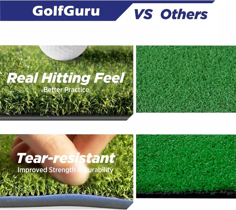 Golf Mat, 5X4Ft & 5X5Ft Golf Hitting Mats Practice with 10 Golf Balls, 9 Golf Te