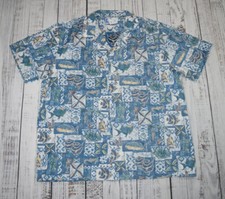 RJC USA MADE 2XL HAWAIIAN SHIRT FISH TURTLE FLOWER TROPICAL PRINT COTTON/POLY