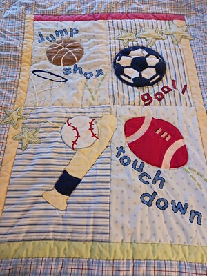 Just Born Baby Blanket Sports Textured Quilt Comforter Reversible  Blue