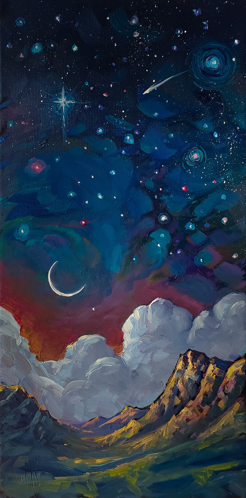 PRINT Hawkins Art Canvas Landscape Starry Moon Night Giclee Signed Edition 273CB