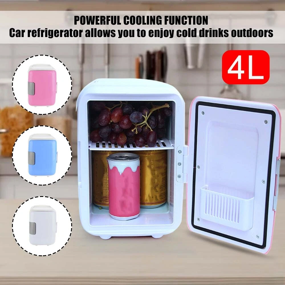4L Mini Car Fridge Table Top Electric Small Cooler Portable Ice Box Car