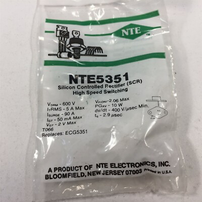 (1) NTE5351 Silicon Controlled Rectifier (SCR) for High Speed Switching 600V 5 A