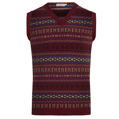 Mens Vintage style 1930's 40's WW2 Wartime Fair isle knit Tank Top