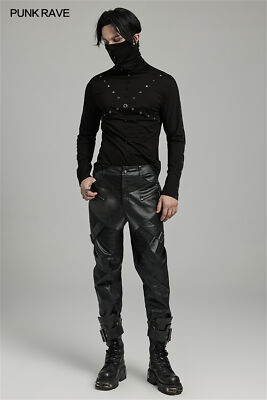 PUNK RAVE Black Gothic Punk Zipper Paneled Fit Casual Motorcycle