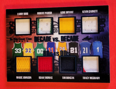 KOBE BRYANT LARRY BIRD MAGIC JOHNSON TIM DUNCAN PARISH JERSEY CARD #d15/35 ITG