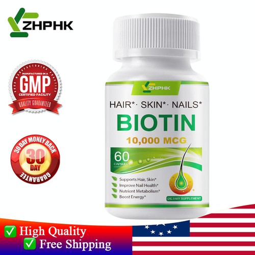Biotin 10000mcg Maximum Strength Capsules Anti Aging Hair Skin and Nails Health
